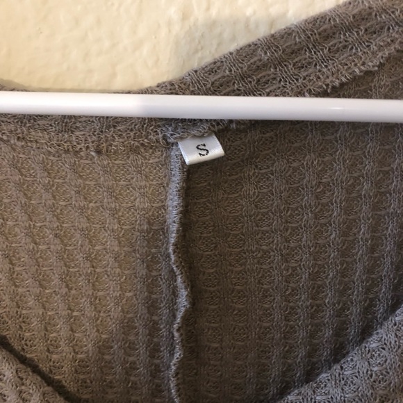 Brown Waffle Knit Button Down Top Size Small - Picture 2 of 2